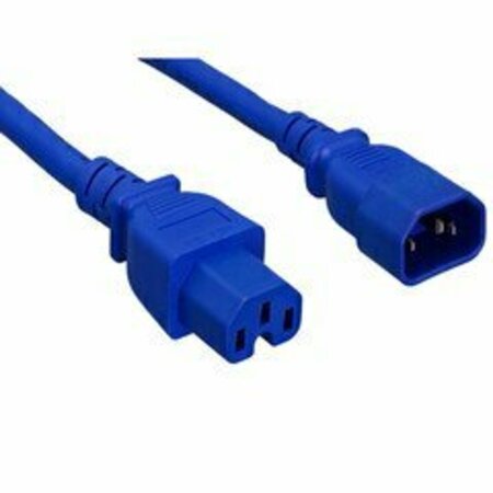 SWE-TECH 3C High Temperature Power Cord, C14 to C15, 14AWG, 15 Amp, UL SJT, Blue, 2 foot FWT10W2-07102BL